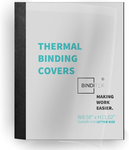 Thermal binding cover with black spine and white cover