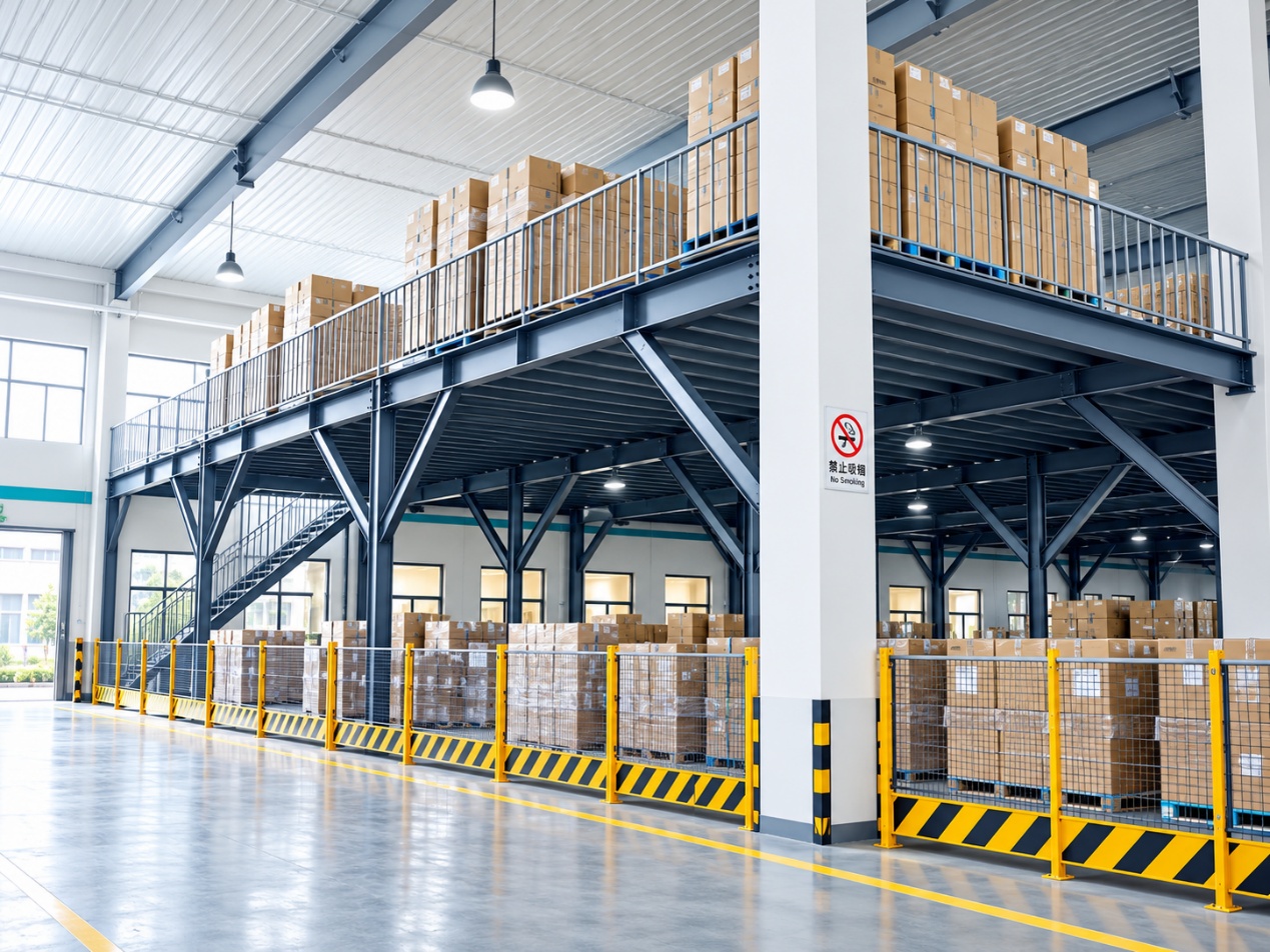 Warehouse storage area with packed cartons